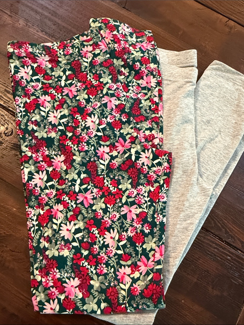 wonder nation Girls Floral large 10/12 Leggings Set pink flowers grey heathered - Picture 6 of 6